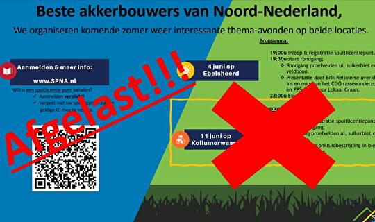 Thema-avond suikerbieten, uien en veldbonen Kollumerwaard gaat niet door.